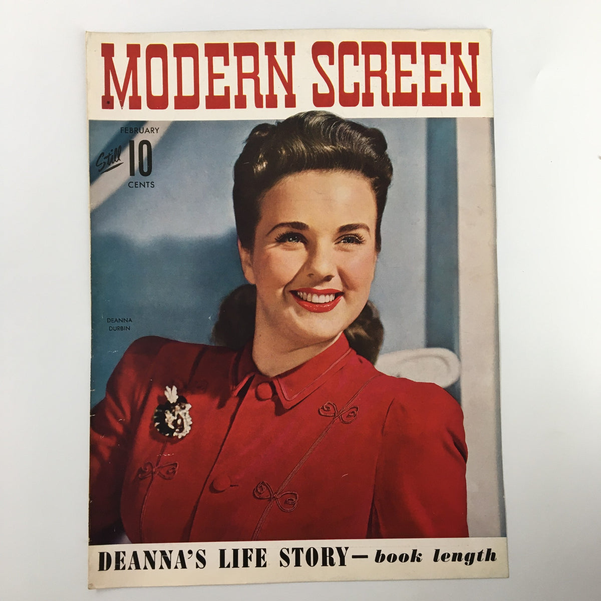 COVER ONLY Modern Screen Magazine February 1943 showcasing Deanna Durbin, an iconic Hollywood starlet, ideal for framing or nostalgia.