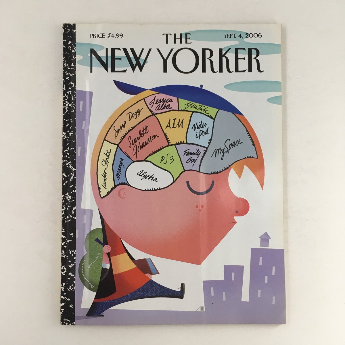 Cover of The New Yorker magazine, September 4, 2006, titled 'Back to Cool' by Bob Staake featuring a colorful illustration of a boy's head with cultural references, highlighting the essence of the season.