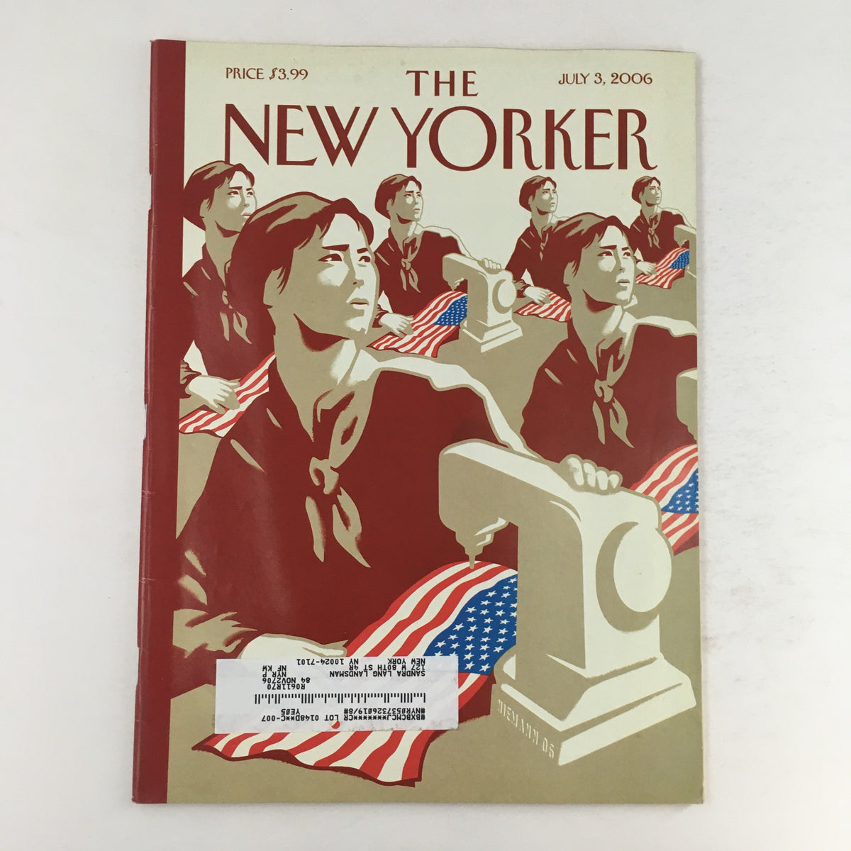 Cover of The New Yorker Full Magazine, July 3, 2006, featuring Great Philosophers artwork by Christoph Niemann, showcasing a historic illustration with figures and American flags.