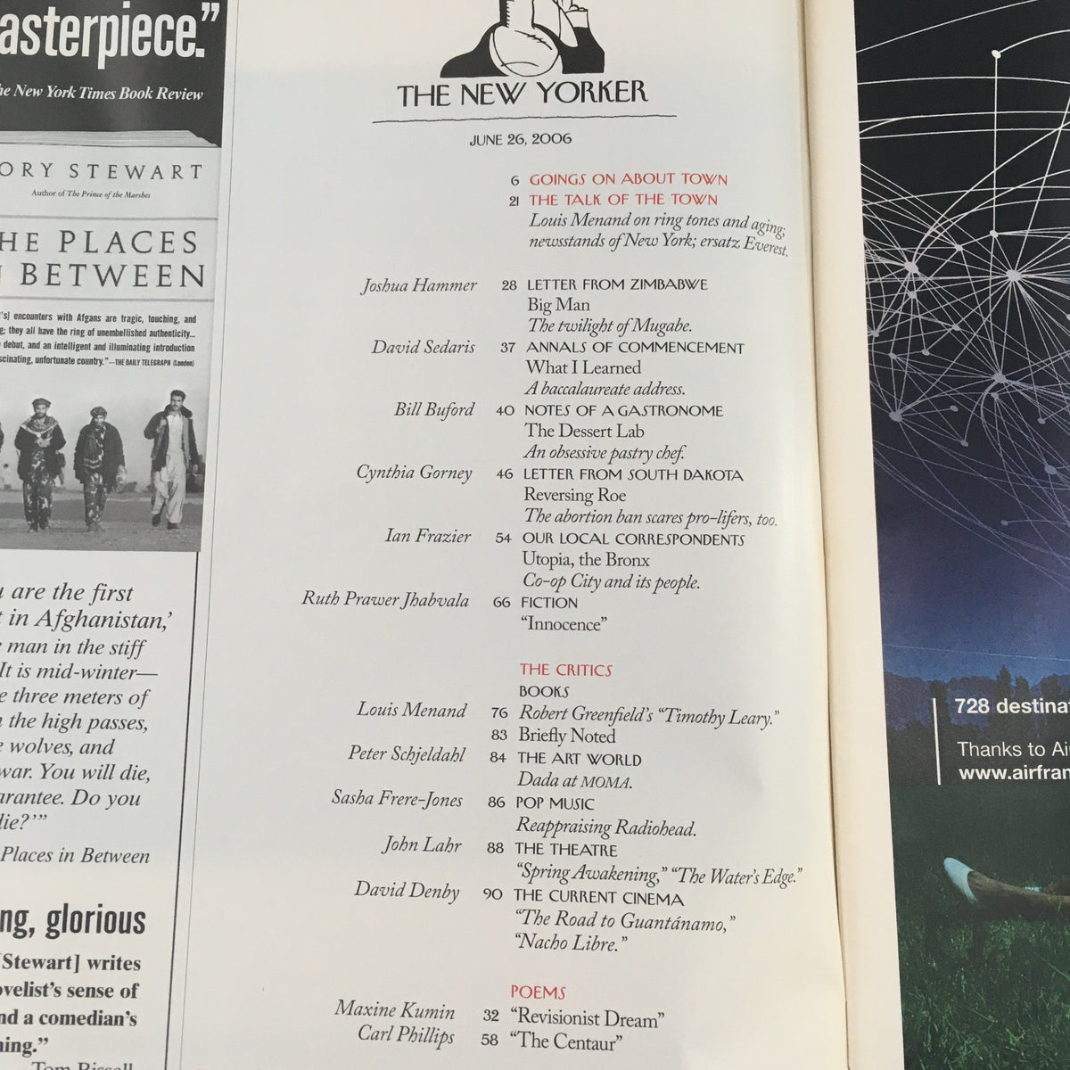 Interior page of The New Yorker magazine from June 26, 2006, showcasing articles and features including 'Going Out and Town' and 'The Talk of the Town', providing a glimpse into its literary content.
