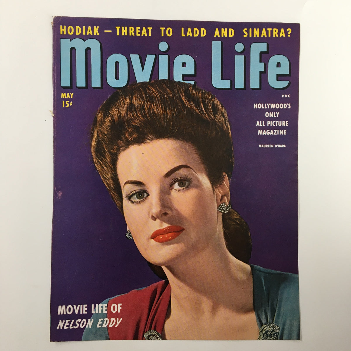 COVER ONLY Movie Life Magazine May 1944 featuring Maureen O'Hara, showcasing classic cinema aesthetics with a vibrant design, perfect for collectors and fans of vintage film memorabilia.