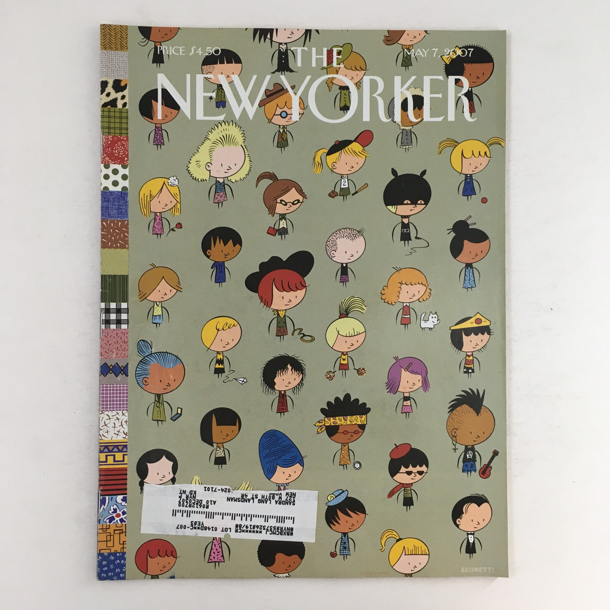 Cover of The New Yorker Full Magazine May 7 2007 featuring cartoon illustrations by Ivan Brunetti, showcasing a variety of characters with different hairstyles and accessories.