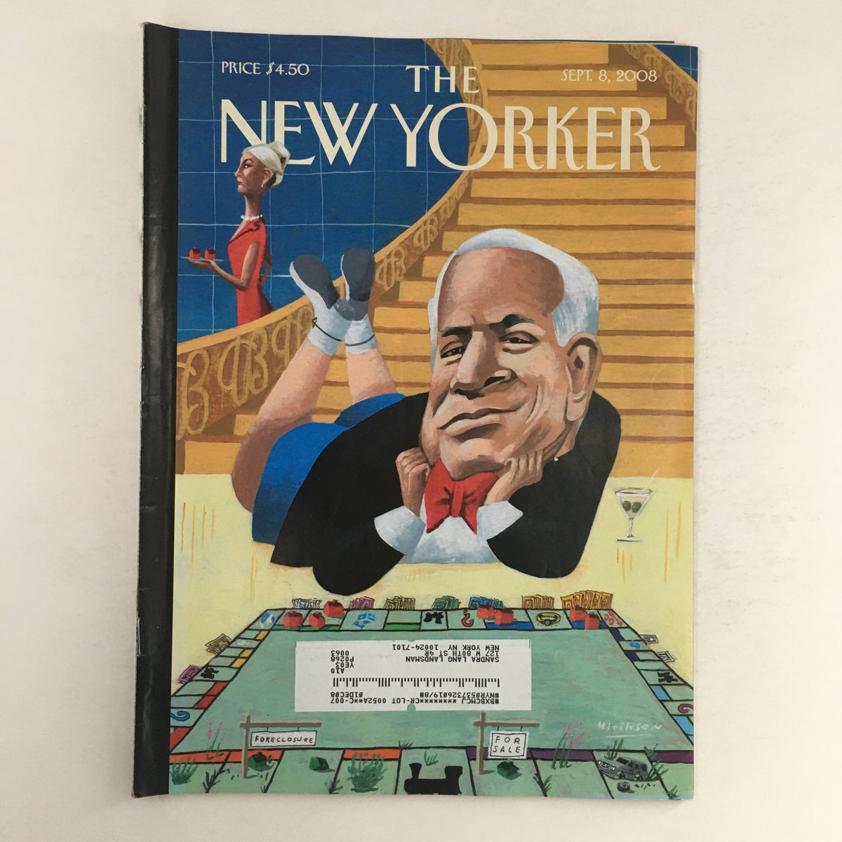 The New Yorker Full Magazine September 8, 2008, featuring a cover illustration of John McCain by Mark Ulriksen, showcasing a vibrant and artistic depiction in a political context.