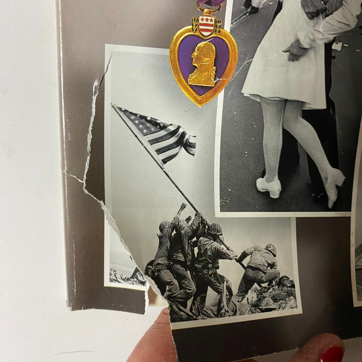Close-up of the Purple Heart medal on the Life Magazine June 5 1995 cover. The cover also features iconic images from 1945, symbolizing the shift in American society and history.