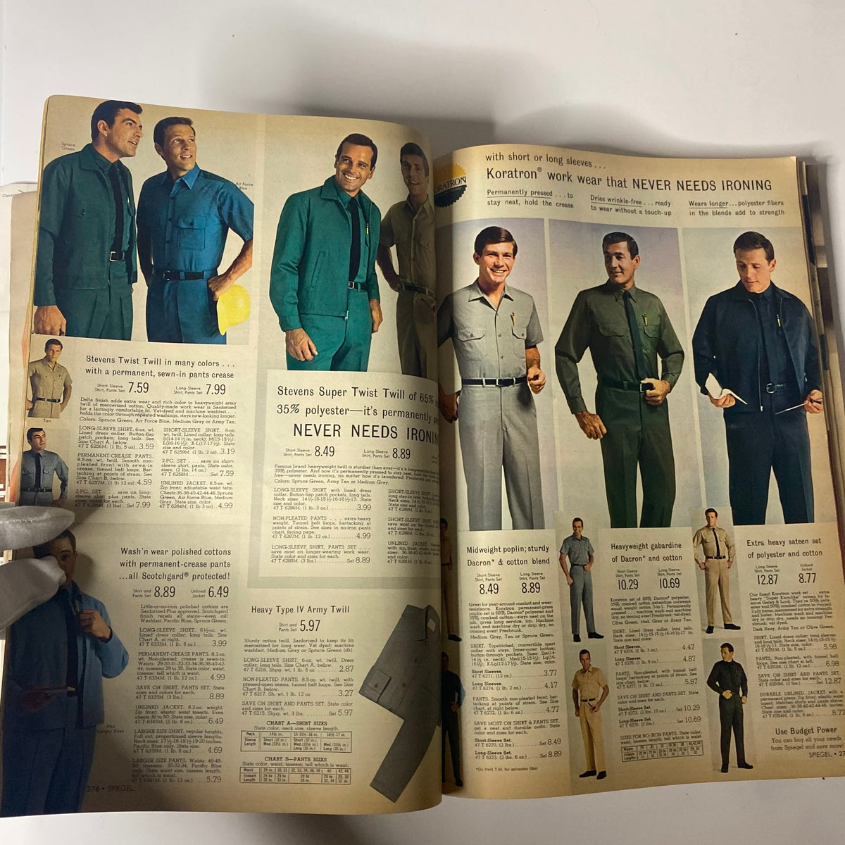 1968 Spiegel Spring and Summer Catalog featuring workwear options for men, focused on stylish and durable clothing that offers functionality and comfort.