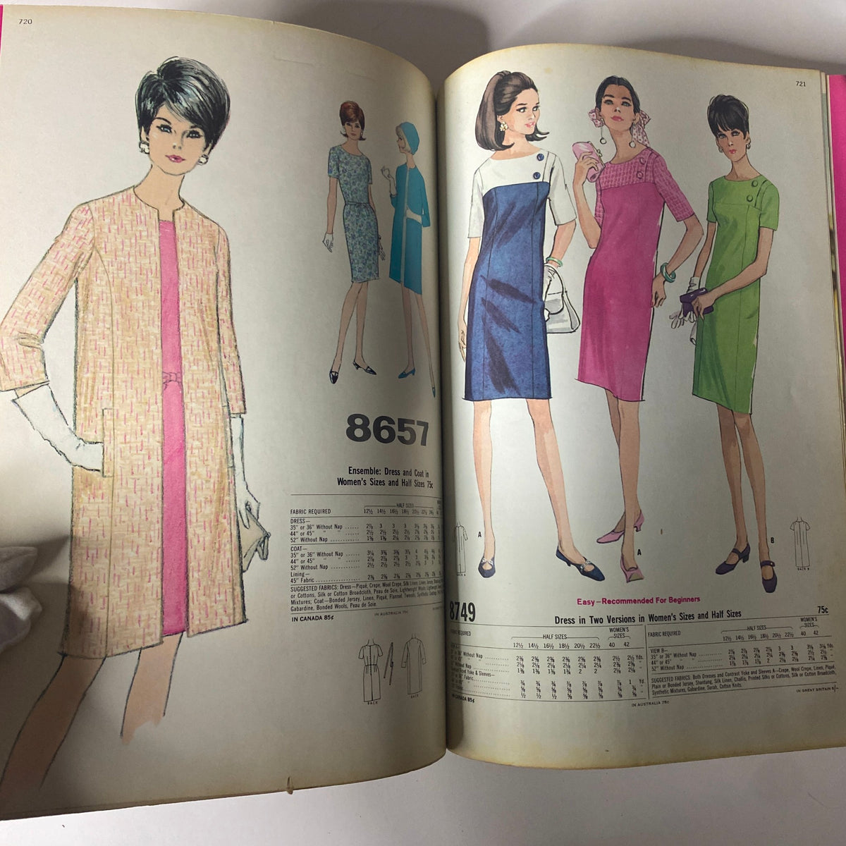 1967 May McCall's New York Designers' Collection Plus catalog featuring chic dresses in various styles, emphasizing the tailored looks of 1960s fashion, ideal for sewing enthusiasts.