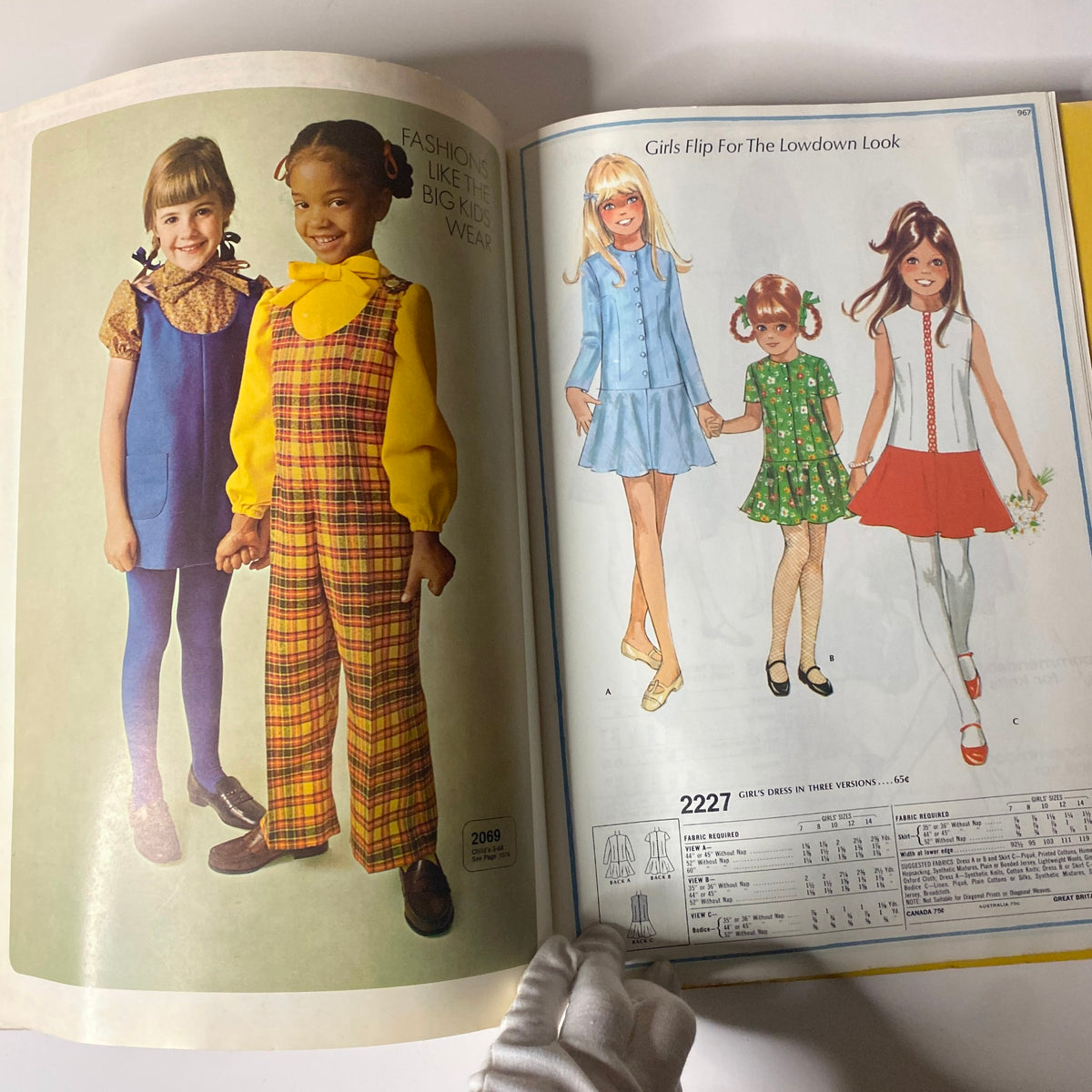 1970 McCall's School Spring Catalog presenting children's fashion patterns, featuring young girls in colorful outfits, reflecting 1970s fashion trends.