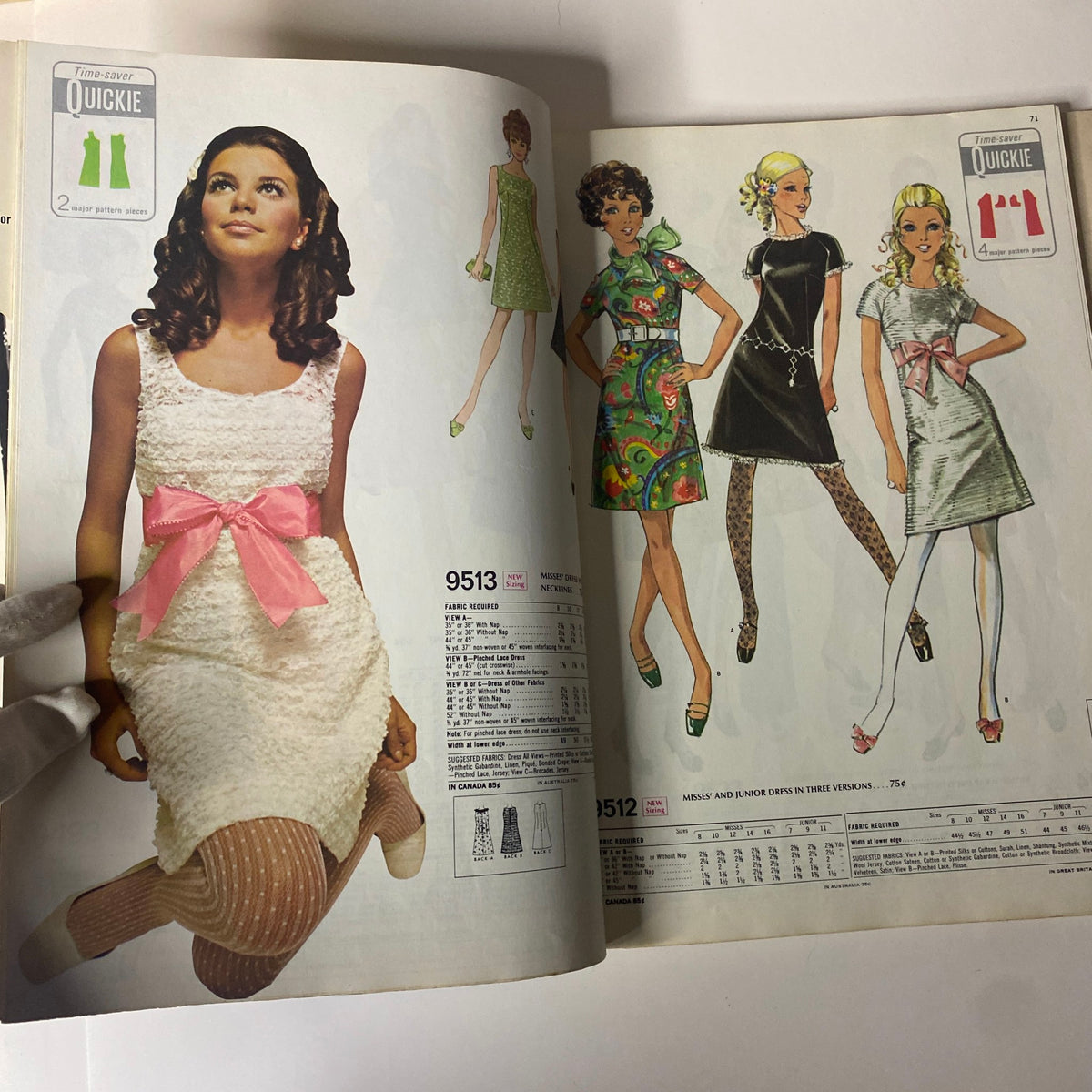 1969 McCall's School Spring Huge Store Retail Counter Catalog displaying girls' fashion, including playful dresses and styles from the late 1960s era.