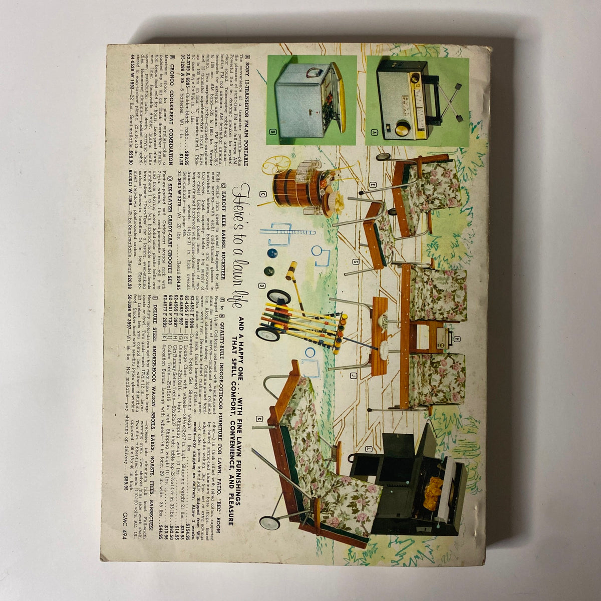1981 General Merchandise Company Spring and Summer Catalog back cover displaying outdoor living essentials with illustrations and product descriptions, highlighting summer leisure.