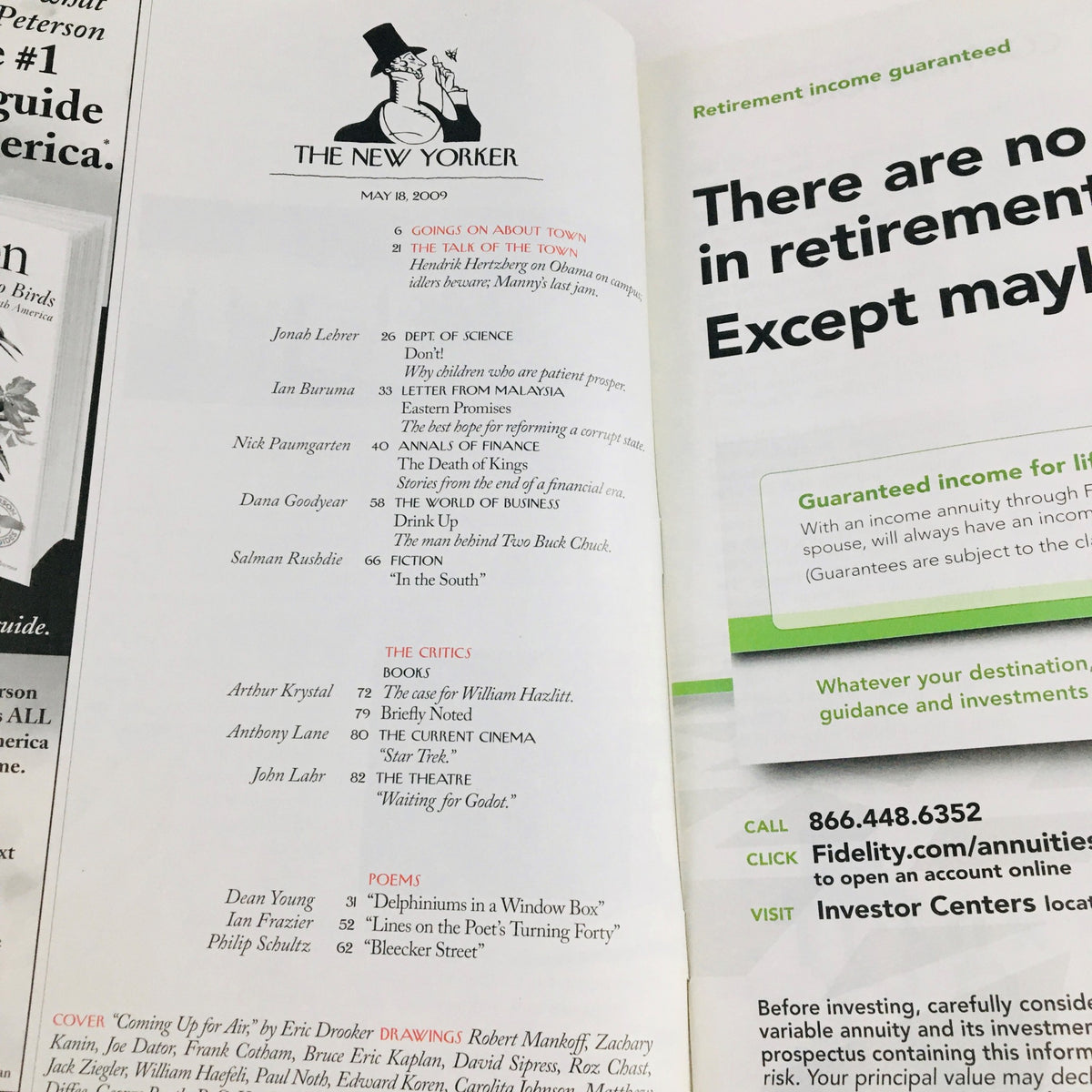Interior page of The New Yorker Full Magazine May 18 2009, highlighting articles and content including the Critic's section, showcasing notable writers and features.