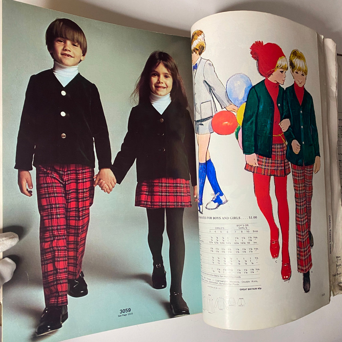 1971 McCall's Christmas Holiday Issue featuring children in stylish plaid outfits, illustrating vintage children’s fashion for the holiday season.