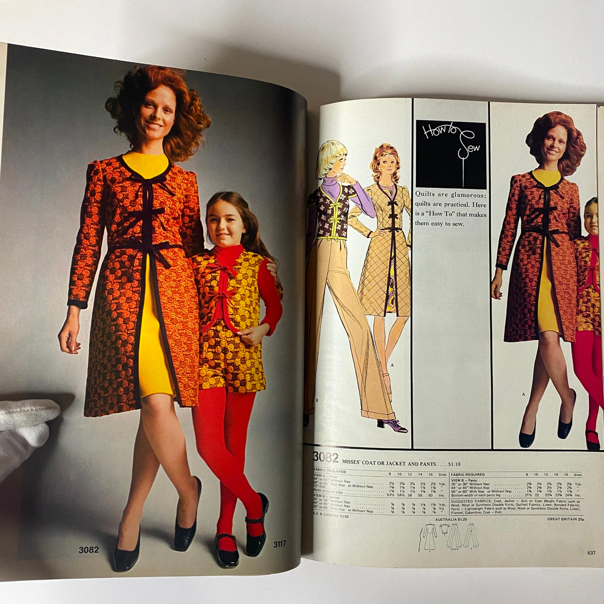 Image from the 1972 McCall's School Spring Catalog featuring a mother and daughter modeling matching outfits, illustrating family fashion trends of the era.