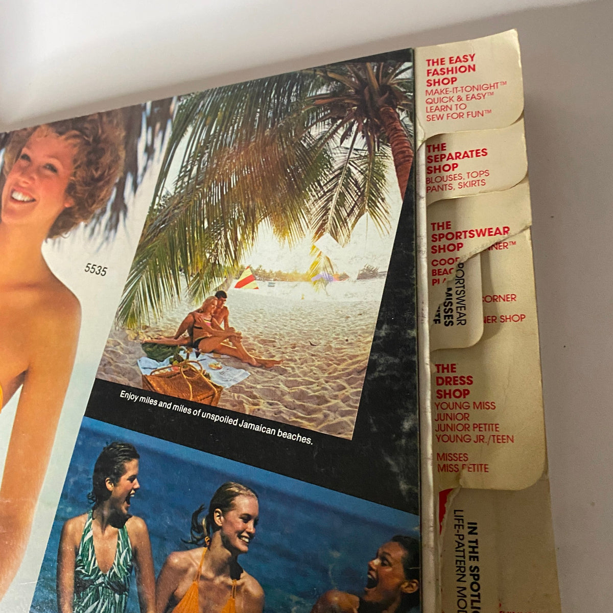 Cover and details from the 1977 July Carefree Patterns McCall's Catalog, highlighting summer fashions and the importance of casual wear.