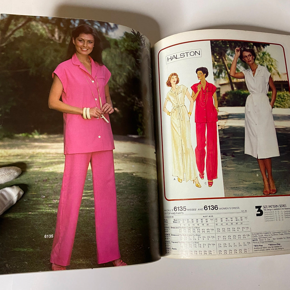1977 July Carefree Patterns from McCall's Summer Catalog with models wearing chic summer outfits, showcasing a variety of sewing patterns for fashionable looks.