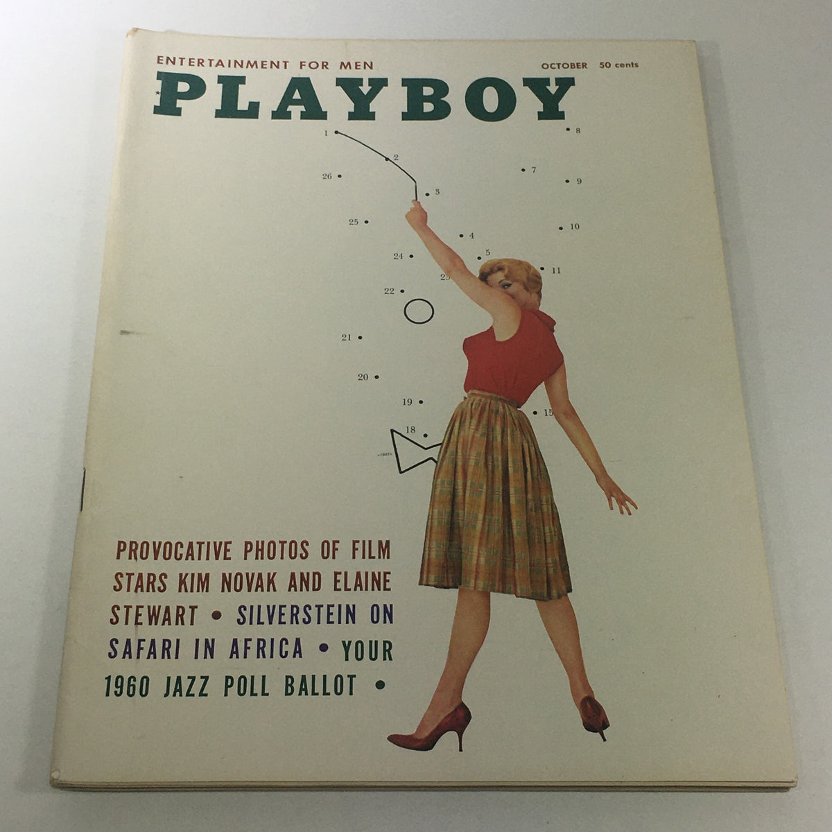 Vintage Playboy Magazine from October 1959 featuring Kim Novak and Elaine Stewart on the cover, showcasing retro fashion and classic Hollywood appeal.