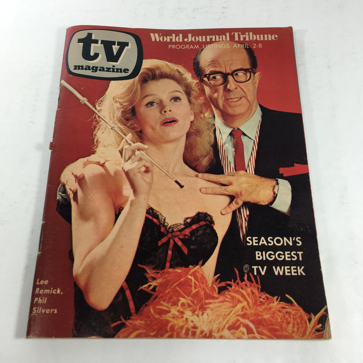 Vintage TV Magazine from April 2-8, 1967 featuring a tribute to Lee Remick and Phil Silvers, showcasing a classic cover with dynamic imagery and vibrant colors, perfect for nostalgia enthusiasts.