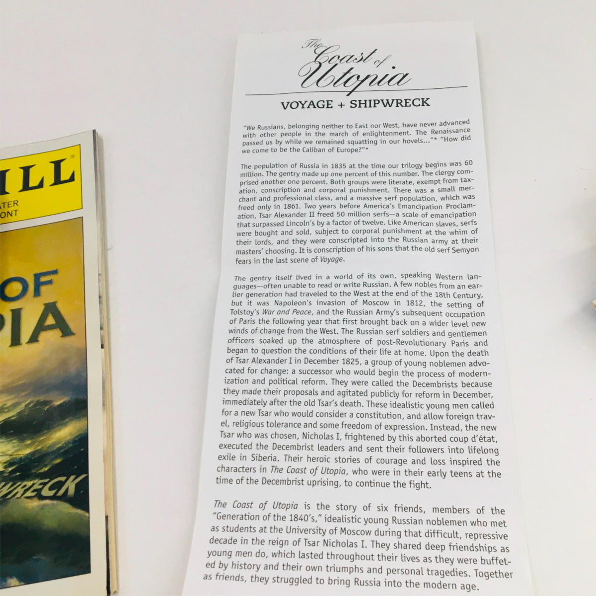 2006 Playbill The Coast Of Utopia featuring an informative page discussing the historical context of the play's setting and characters.