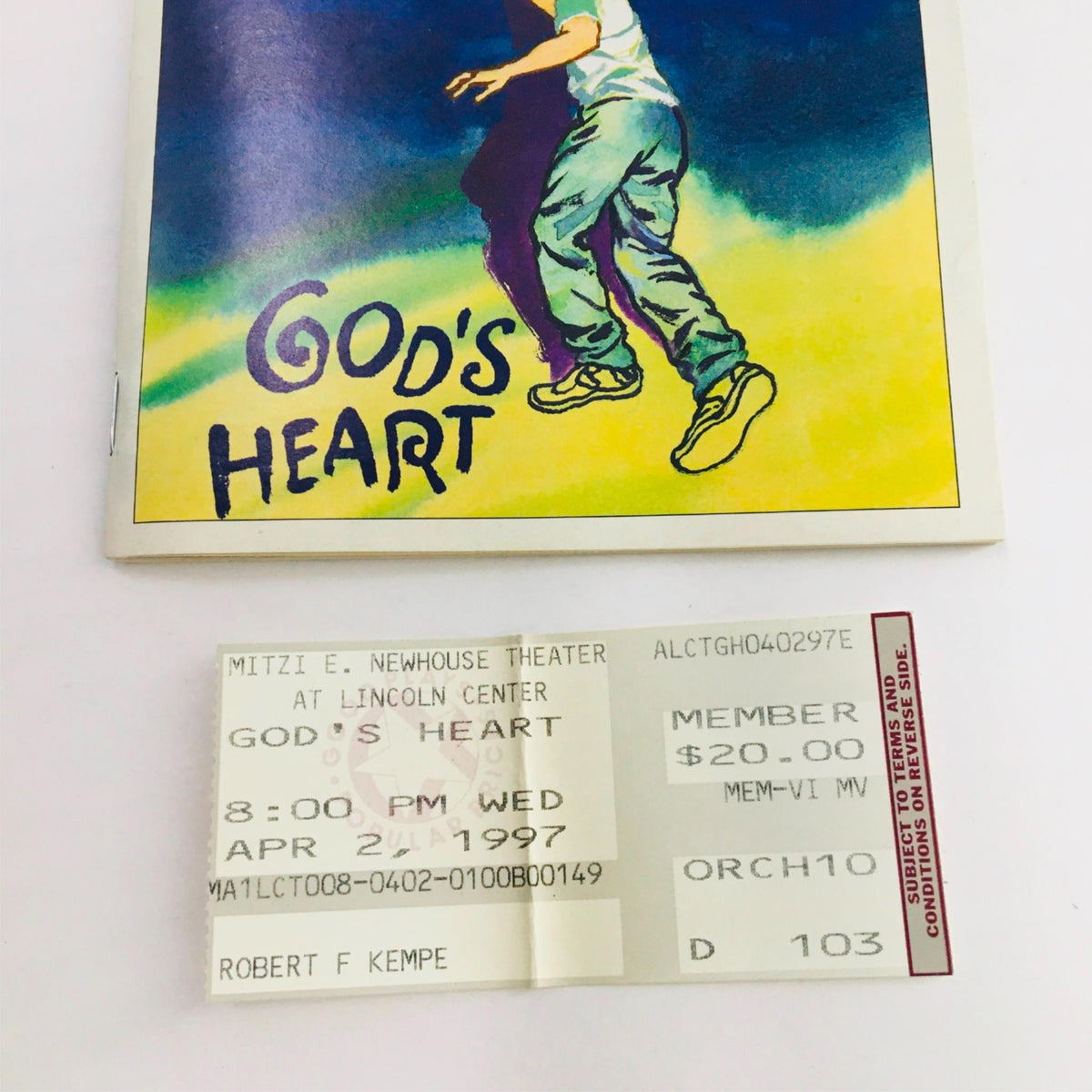 1997 Playbill God's Heart by Craig Lucas, Joe Mantello at Lincoln Center Theatre