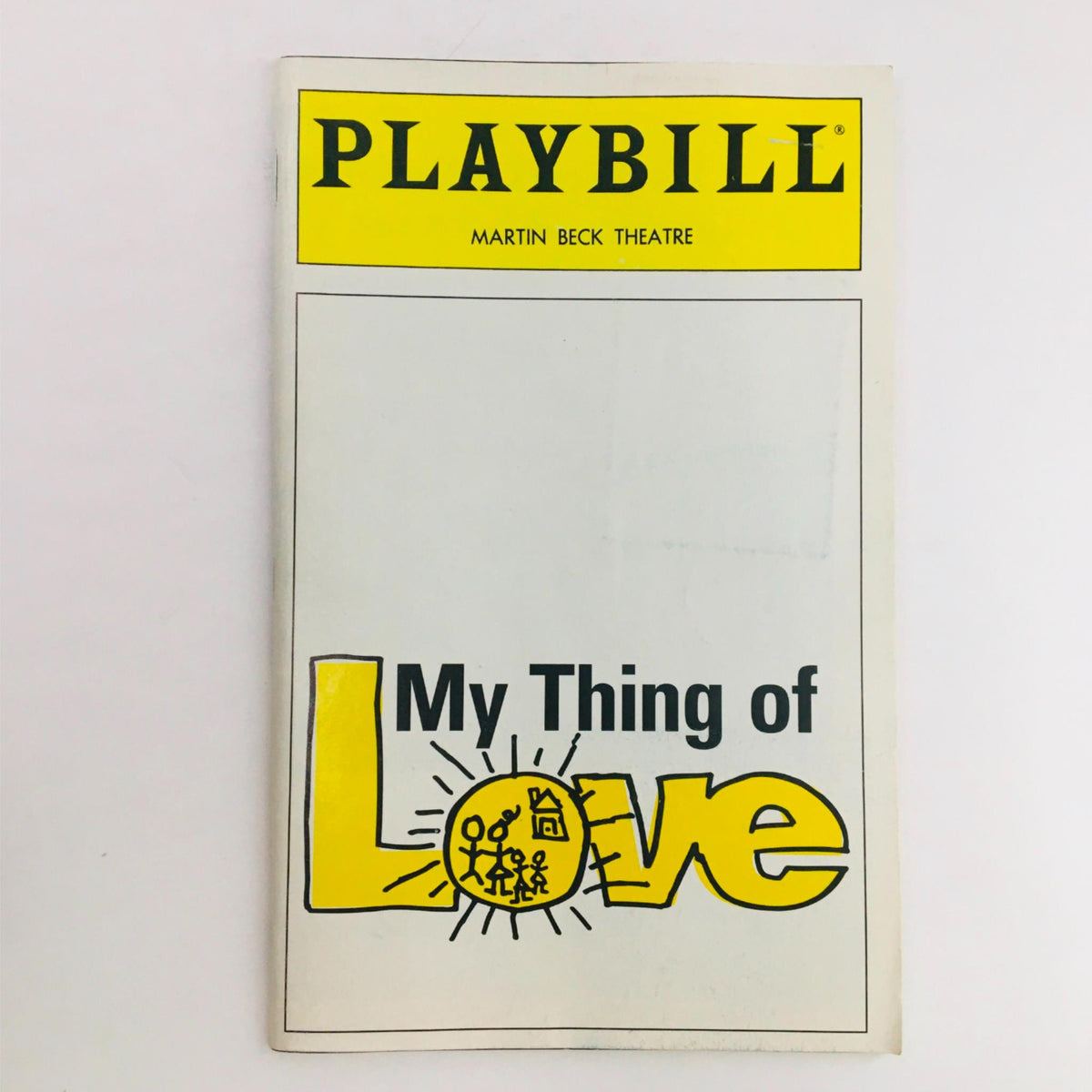 Cover of 1995 Playbill for My Thing of Love at Martin Beck Theatre featuring vibrant graphics and title design.