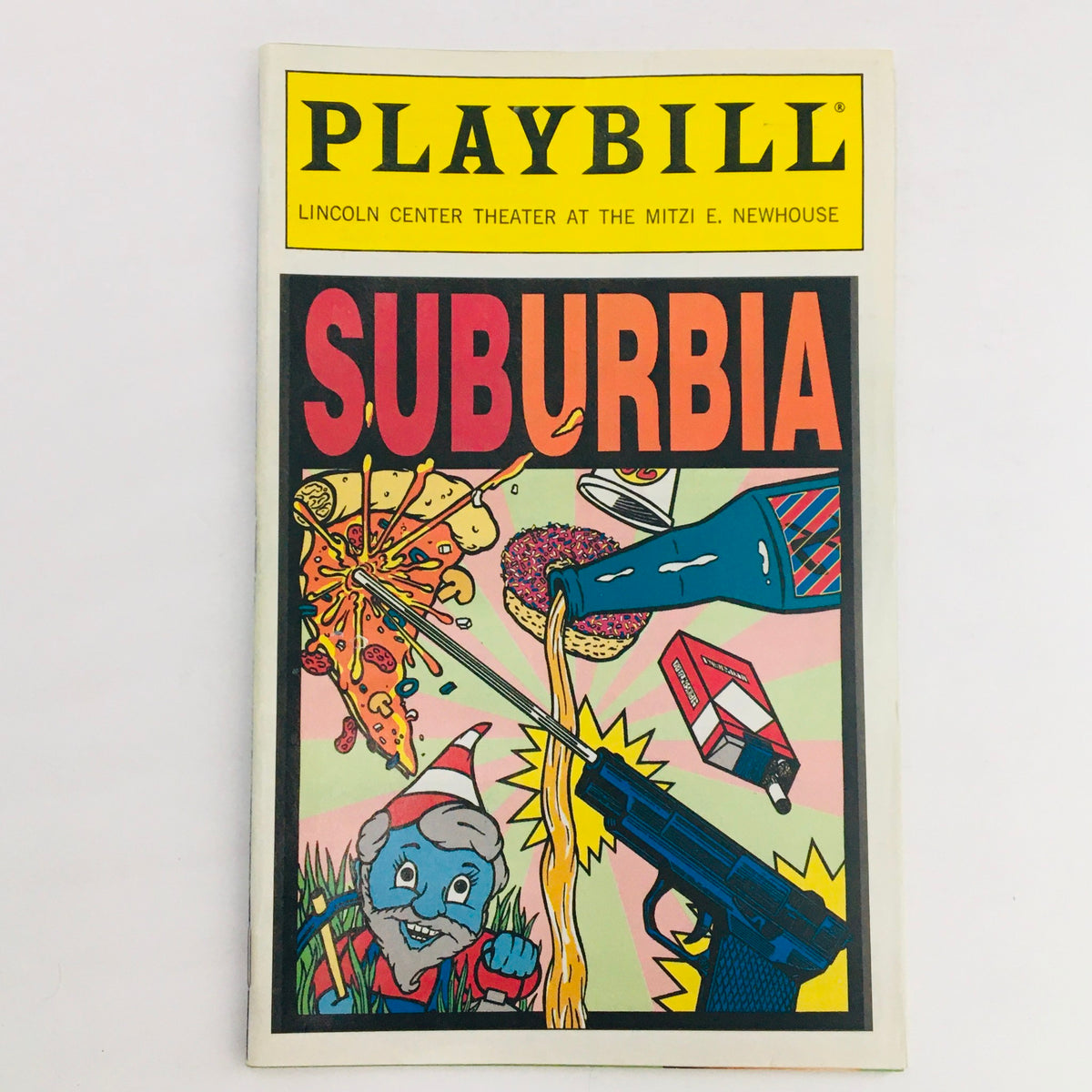 1994 Playbill for 'Suburbia' by Robert Falls, featuring vibrant artwork, showcasing the Lincoln Center Theater production.