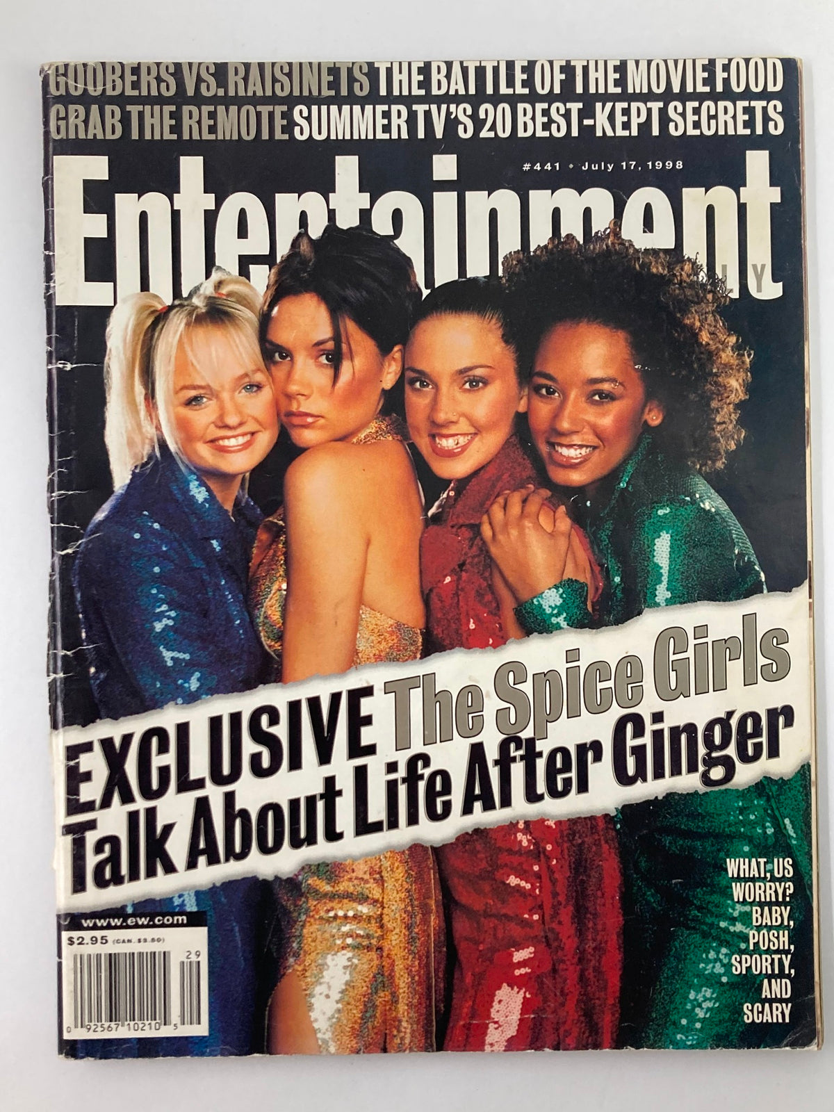 Entertainment Weekly Magazine July 17, 1998 #441 featuring the Spice Girls on the cover in colorful outfits, capturing the essence of late '90s pop culture.