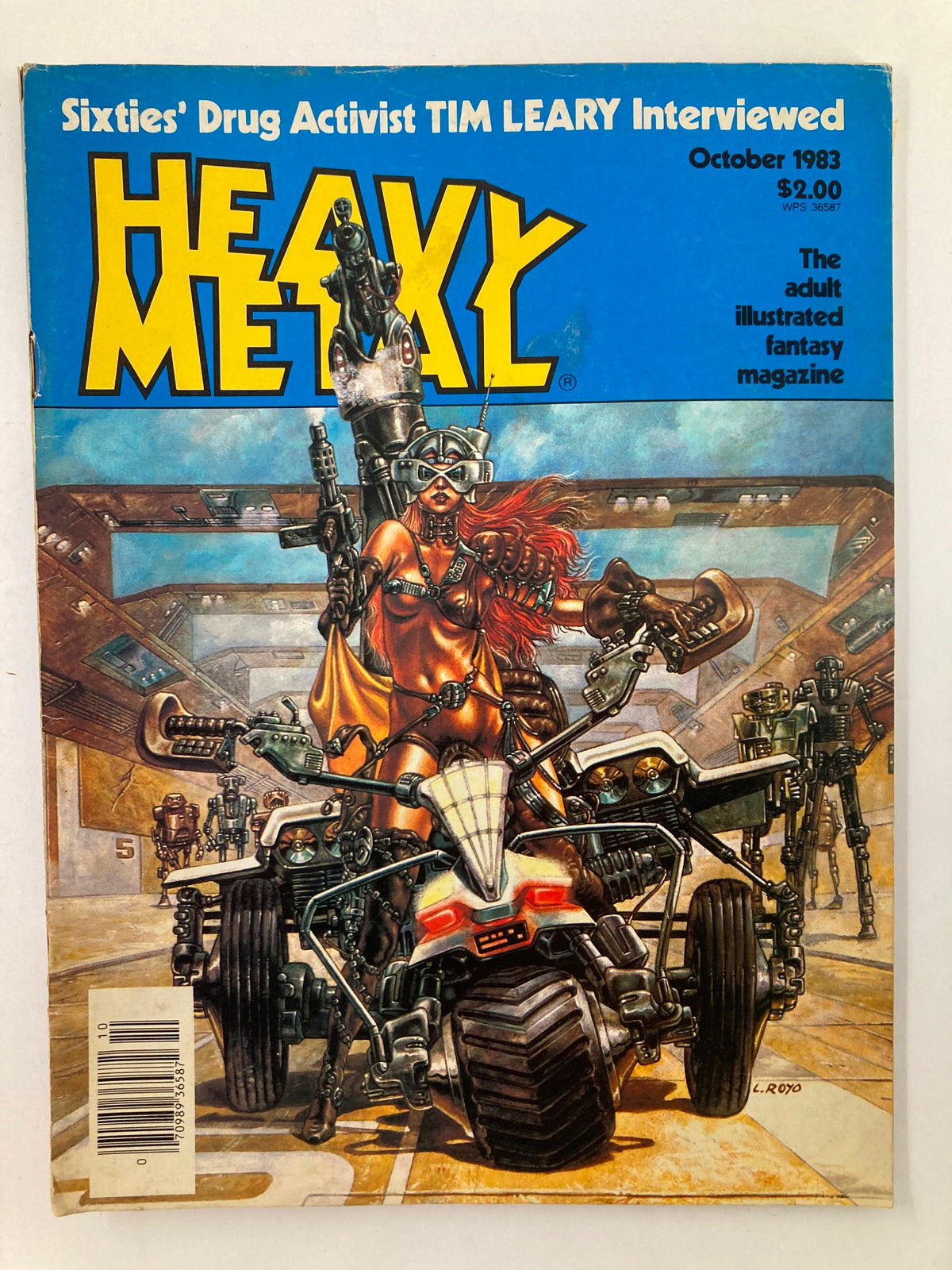 Cover of VTG Heavy Metal Magazine October 1983 featuring 'The Third Song: God's Tower,' showcasing art with a futuristic theme.