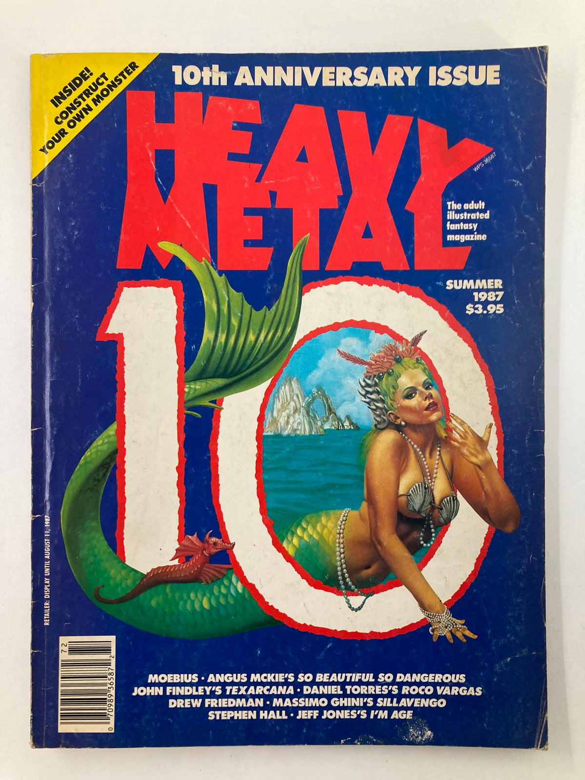 Cover of VTG Heavy Metal Magazine Summer 1987 Vol 11 #11 featuring the title 'Heavy Metal' with a vibrant illustration of a mermaid and fantasy elements, marking it as a collectible item for fans of underground art and comics.