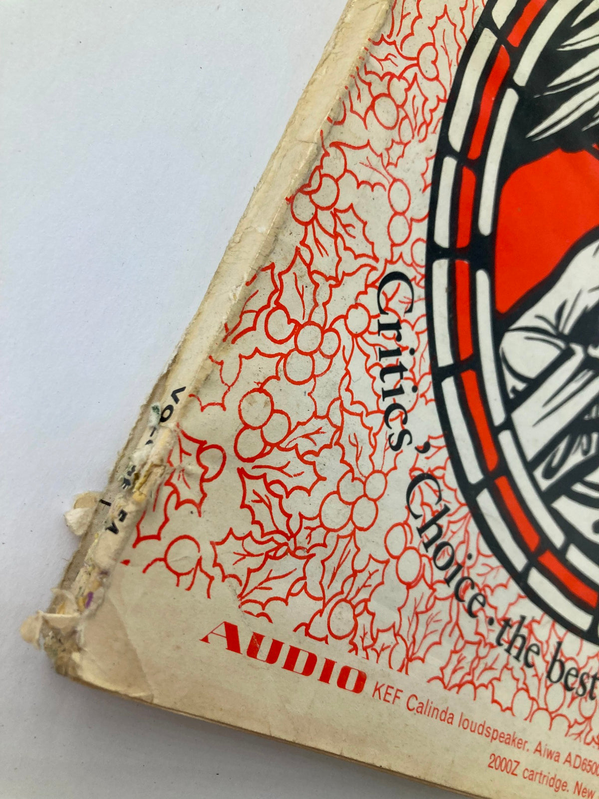 Detailed view of the spine of VTG Gramophone Magazine December 1976 Vol 54 #643, with visible wear. The magazine emphasizes Critics' Choice for best records of the year.