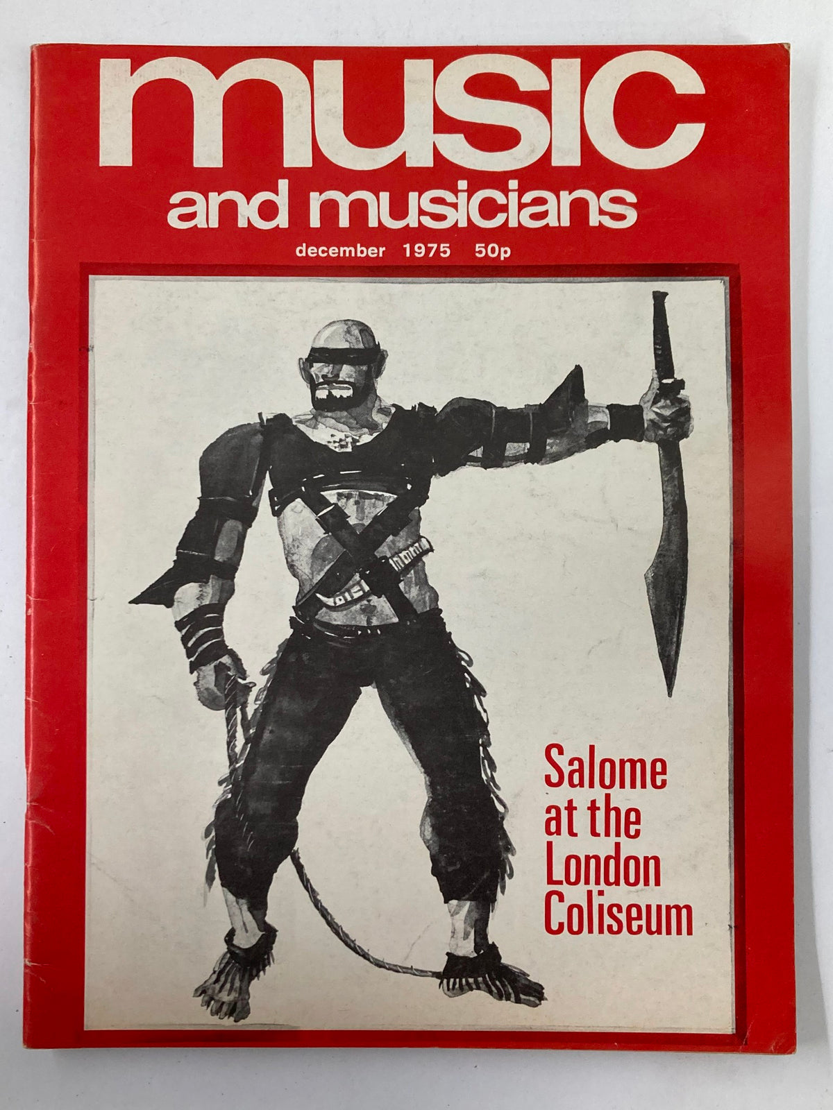 Cover of VTG Music & Musicians Magazine December 1975 featuring artwork related to 'Salone at the London Coliseum'.