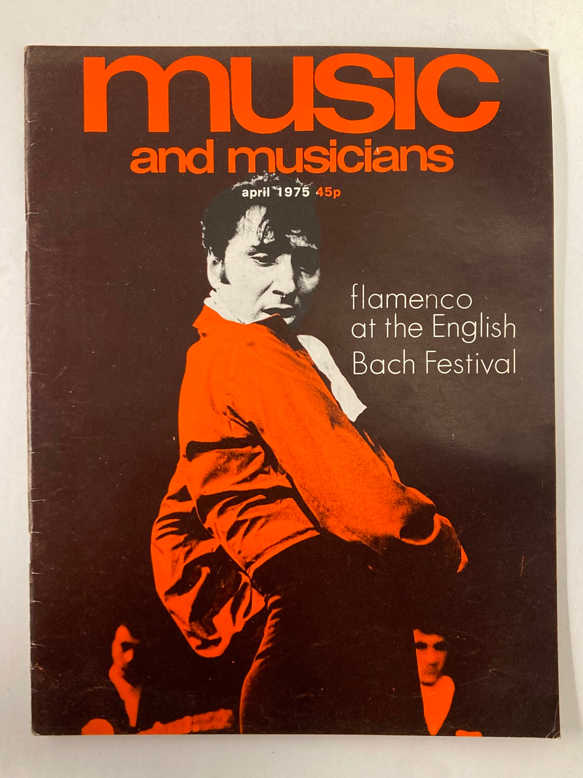 Cover of VTG Music & Musicians Magazine April 1975 #271 featuring Flamenco at the English Bach Festival with a striking orange design and a prominent image of a flamenco dancer.
