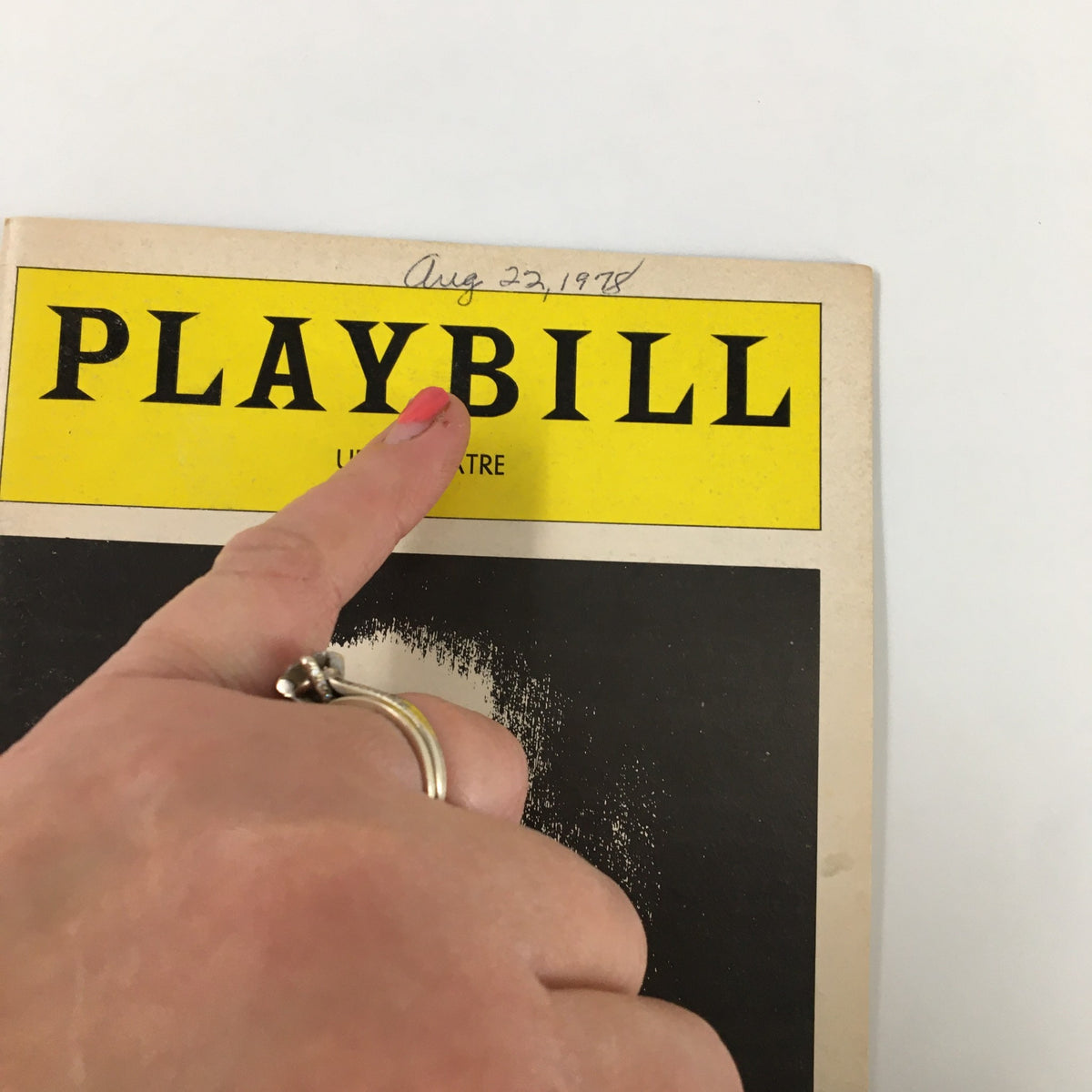 Close-up of the 1978 Playbill for Uris Theatre showcasing Rodgers & Hammerstein's The King and I, highlighting a handwritten date of August 22, 1978.