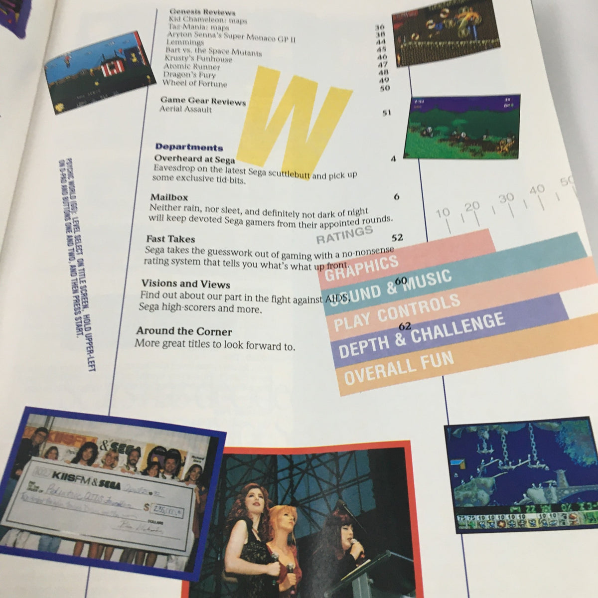 Review section from Sega Visions Magazine August 1992 showcasing ratings and graphics for various Sega games.