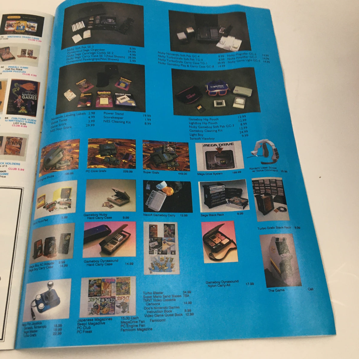 Final page of Beyond Gaming Magazine #4 displaying various gaming products and accessories with pricing details.