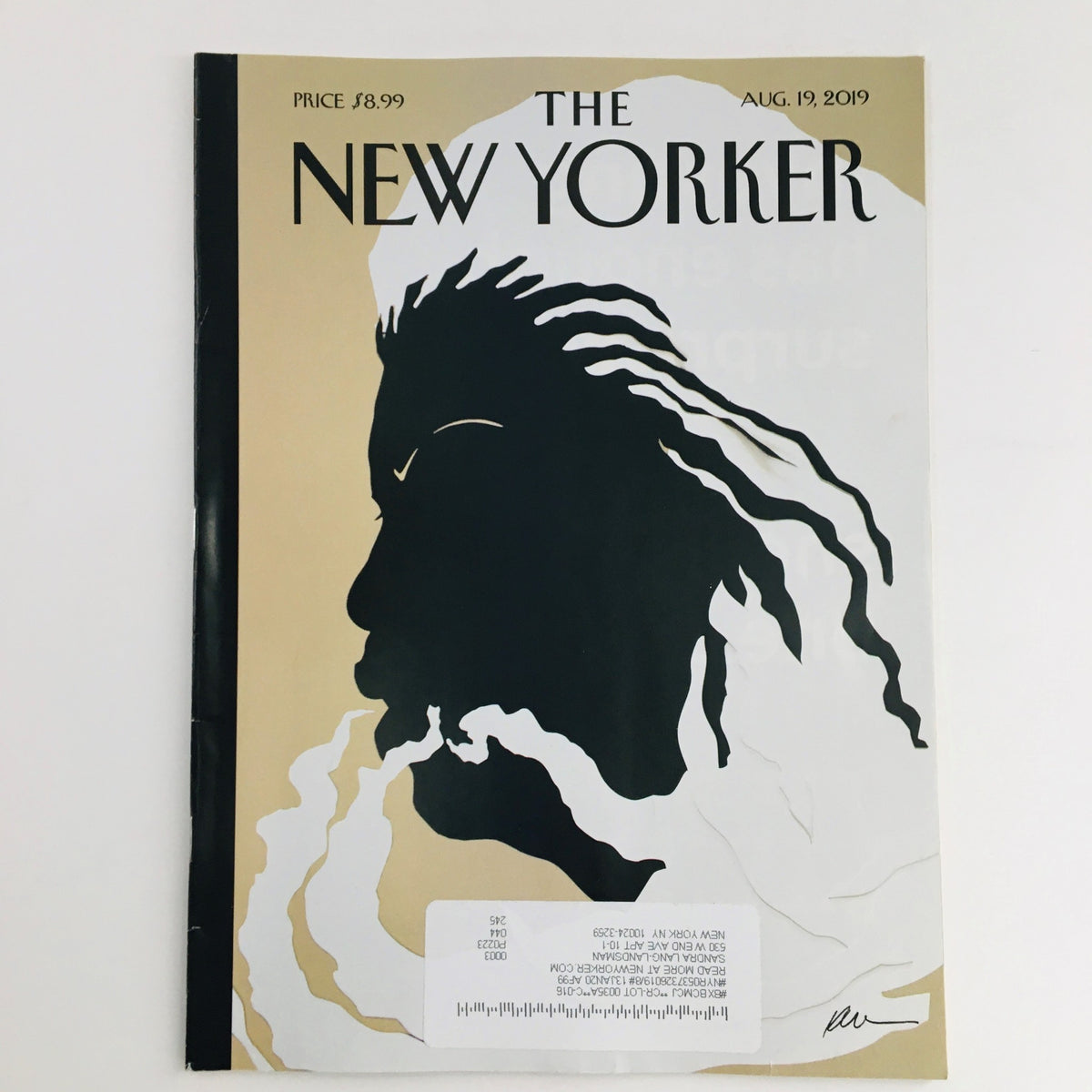 The New Yorker August 19 2019 cover by Kara Walker featuring a striking silhouette and artistic design.