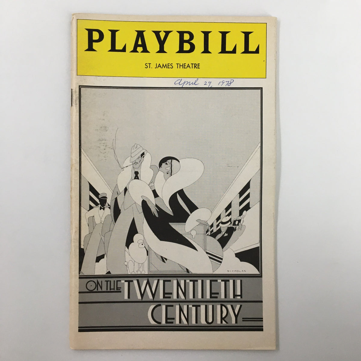 1978 Playbill for 'On The Twentieth Century' at St. James Theatre, showcasing the iconic cover art and design.