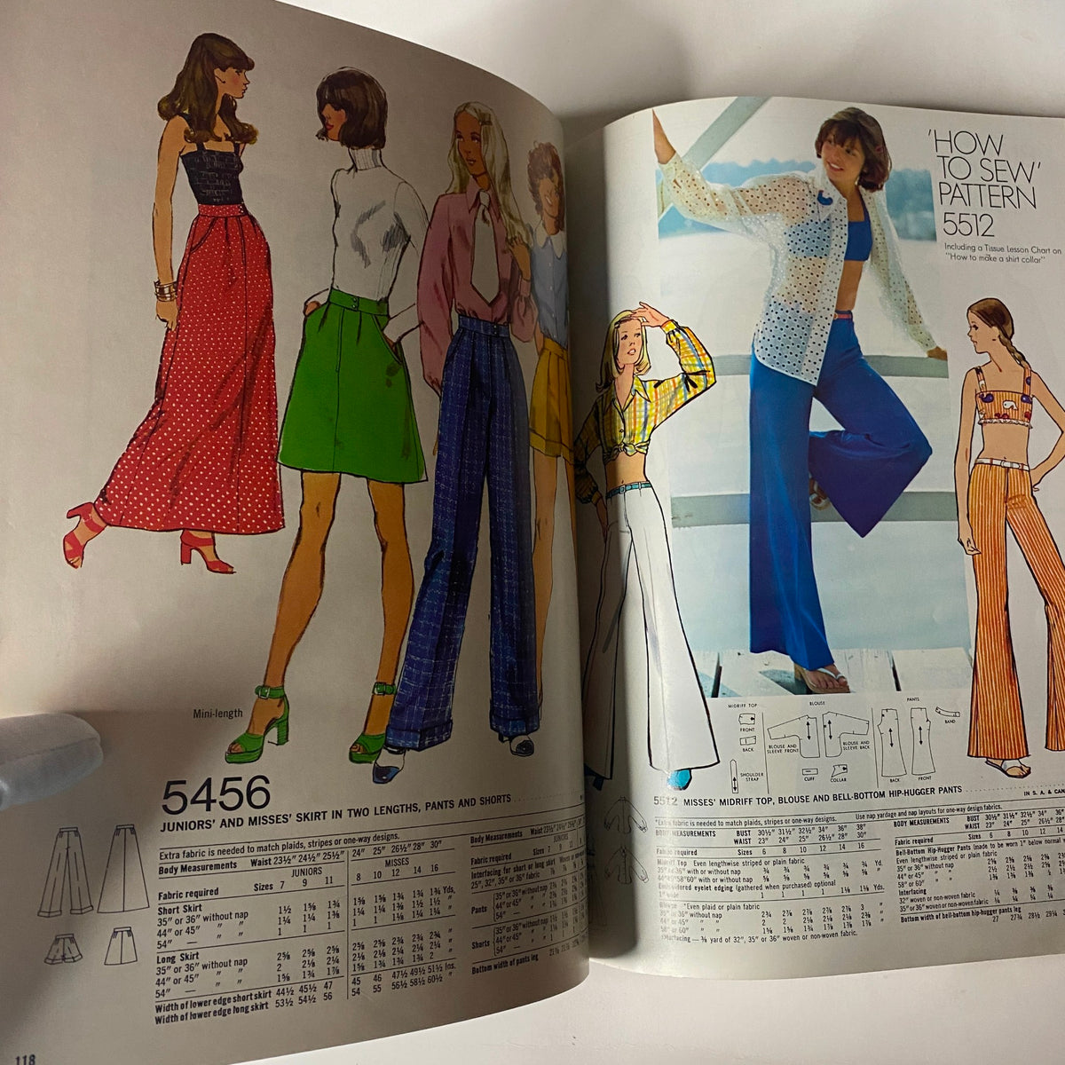 Illustration showcasing sewing patterns for Juniors' and Misses' skirts, pants, and shorts from the 1973 Simplicity Spring Summer School Catalog, emphasizing versatile summer fashion.