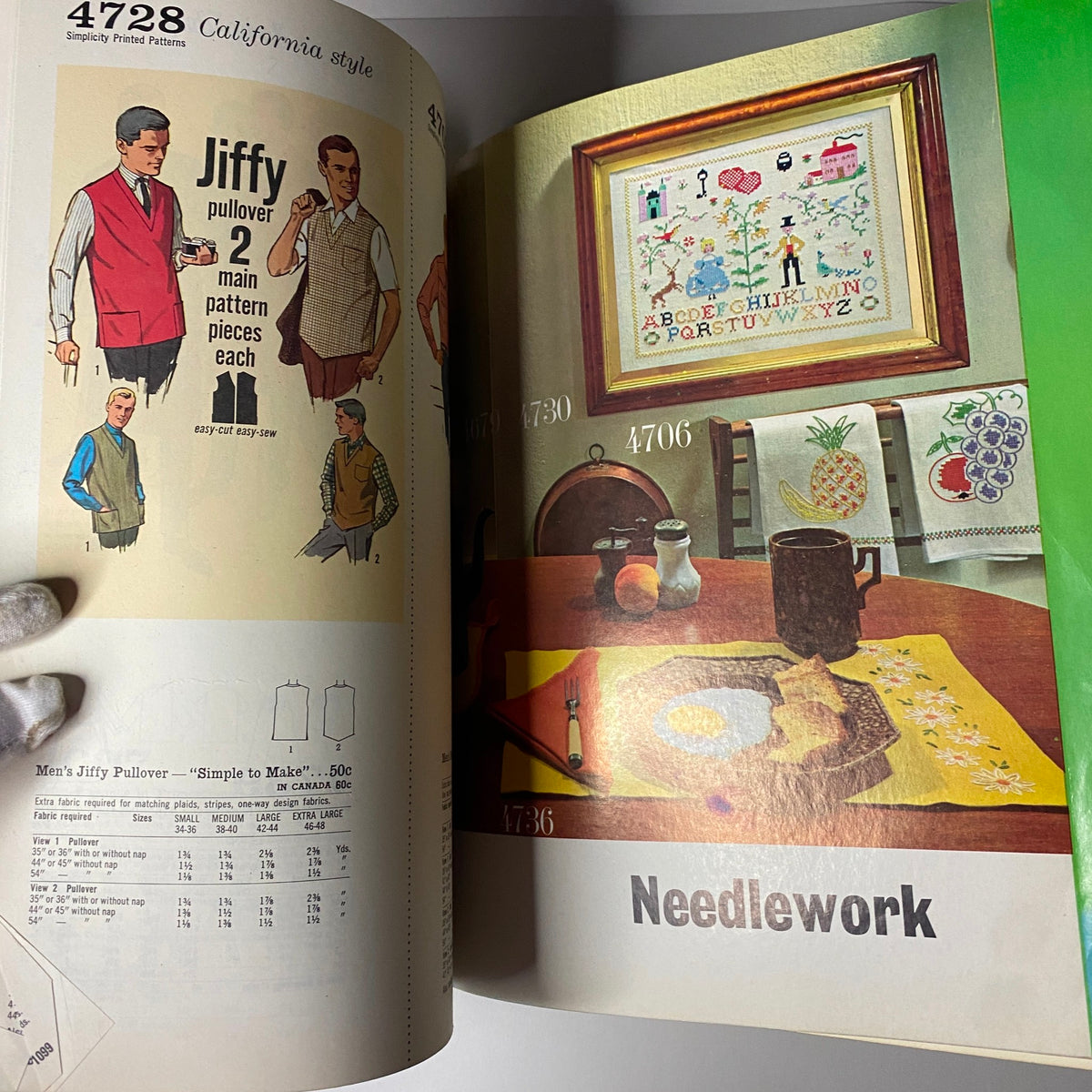 1963 July Simplicity Sew Giant Catalog emphasizing men's fashion patterns, including a simple Jiffy pullover design, appealing to sewing hobbyists.