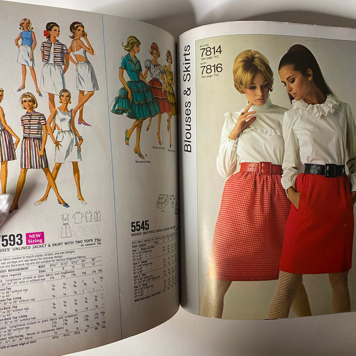 1968 December Simplicity Catalog Sewing Pattern featuring blouses and skirts, highlighting classic 1960s styles and detailed sewing instructions.