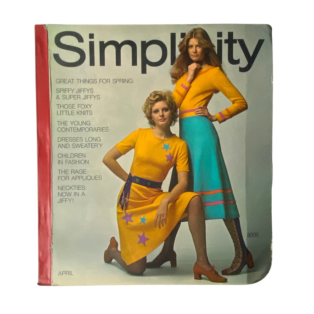 Cover of the 1971 April Simplicity Spring Catalog featuring vibrant fashion styles, including models wearing colorful dresses from the collection.