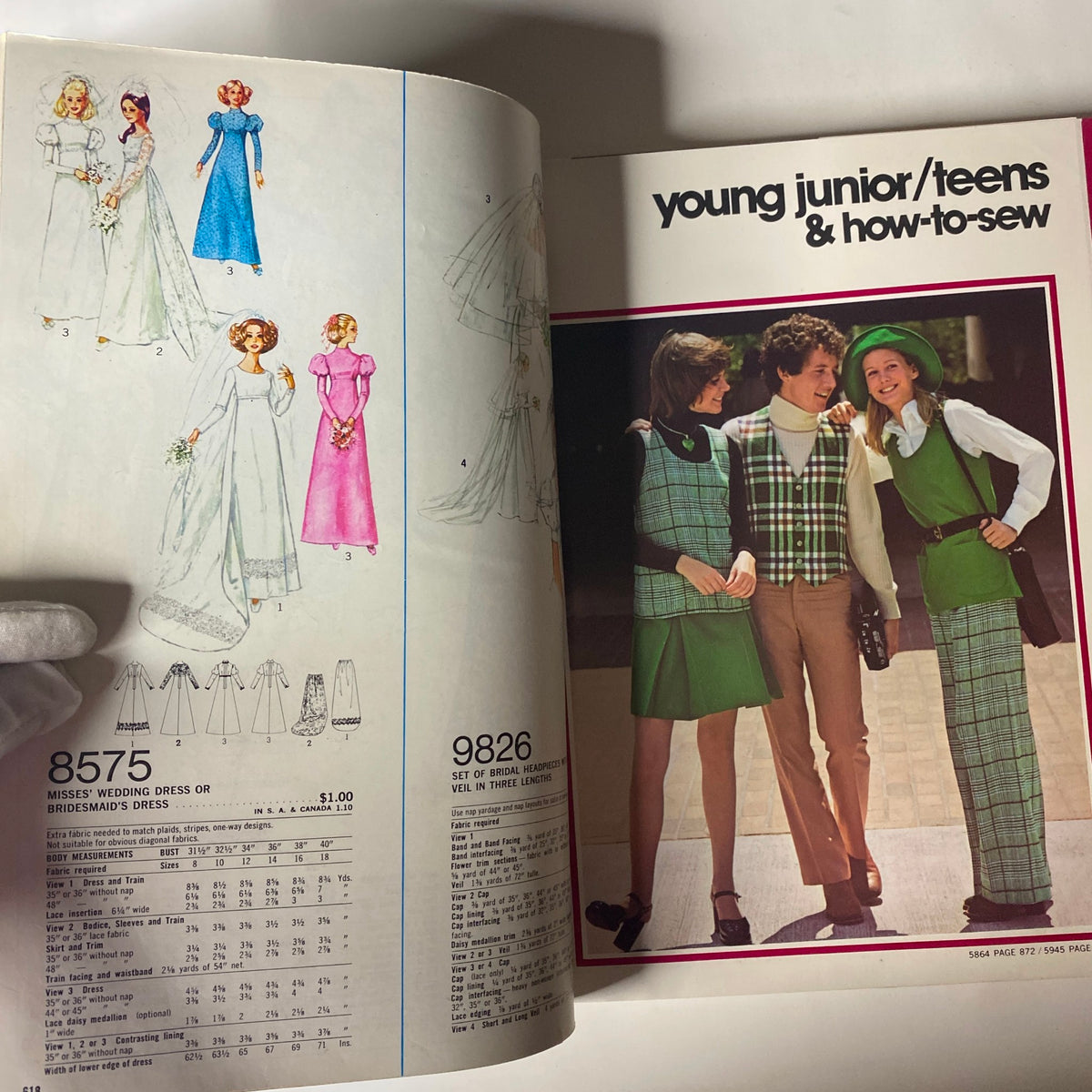 1973 January Simplicity Catalog highlighting wedding and bridal gown patterns alongside Young Junior fashion styles for teens.