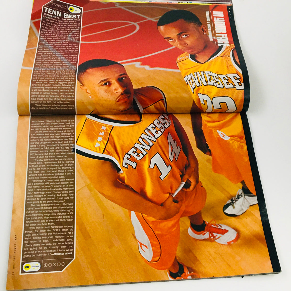 Slam Magazine June 1999 featuring basketball players in Tennessee jerseys, showcasing page content discussing college basketball history.