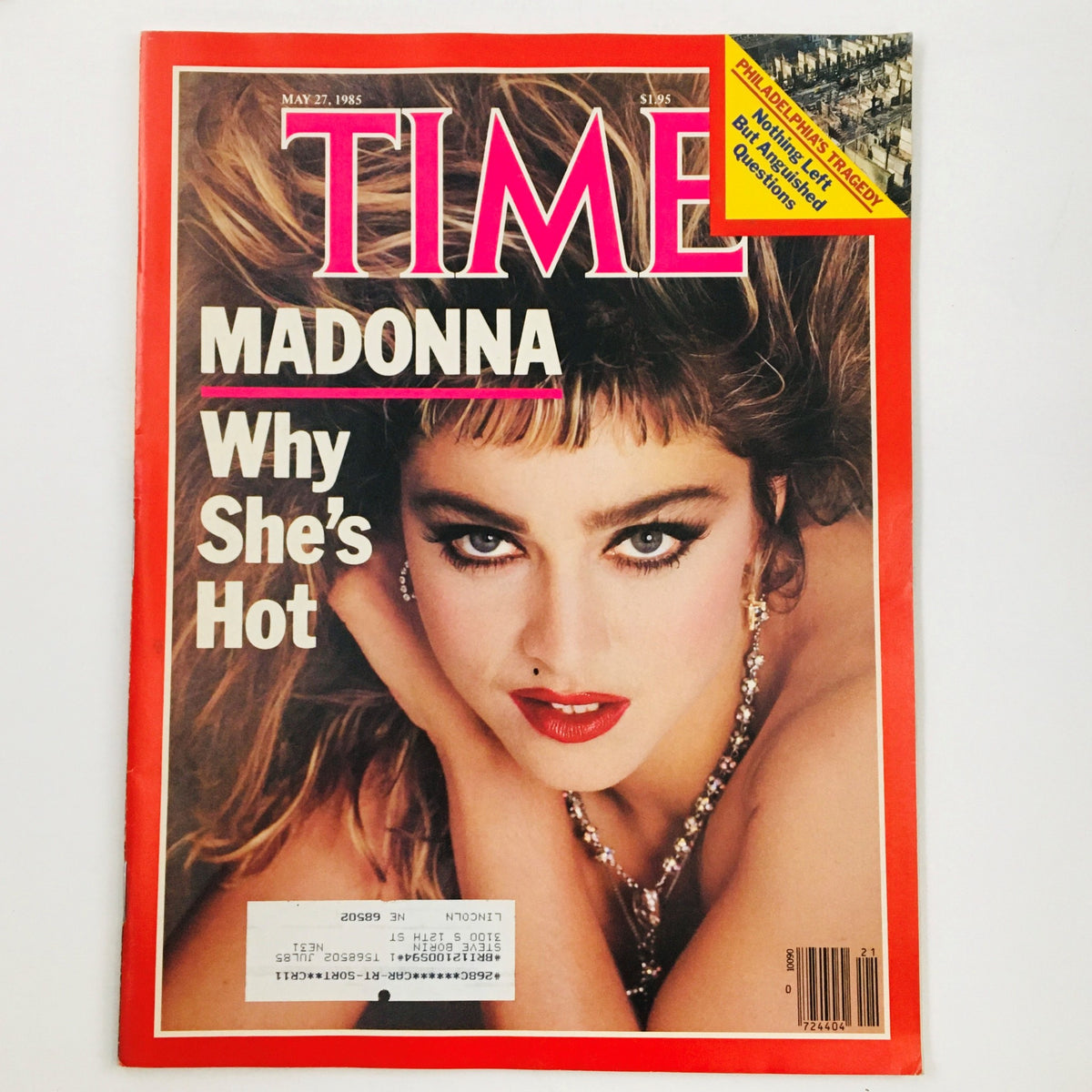 Cover of Time Magazine May 27, 1985 featuring Madonna with the headline 'Why She's Hot', showcasing her iconic image and significance in 1980s pop culture.