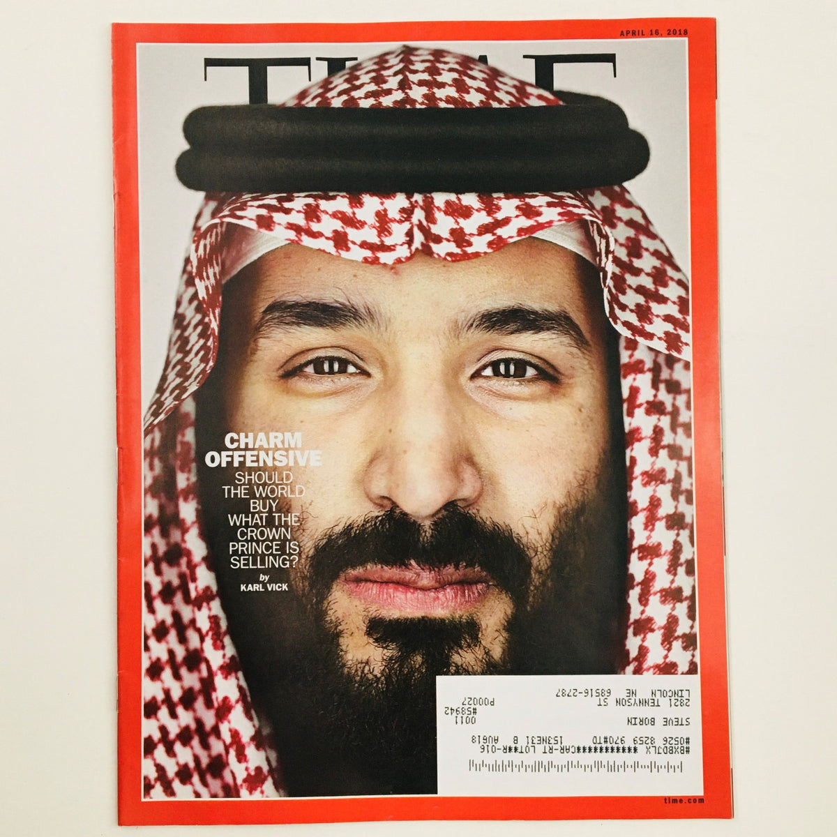 Time Magazine, April 16, 2018: Featuring 'Charm Offensive: What the Crown Prince is Selling,' in VG condition