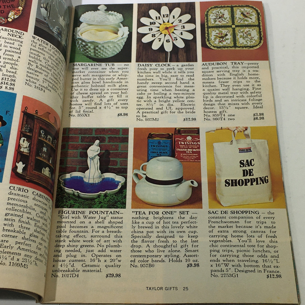 Interior page of the VTG Taylor Gifts Catalog Since 1953: Spring 1978 - featuring a variety of home decor items like figurine fountains and tea sets.