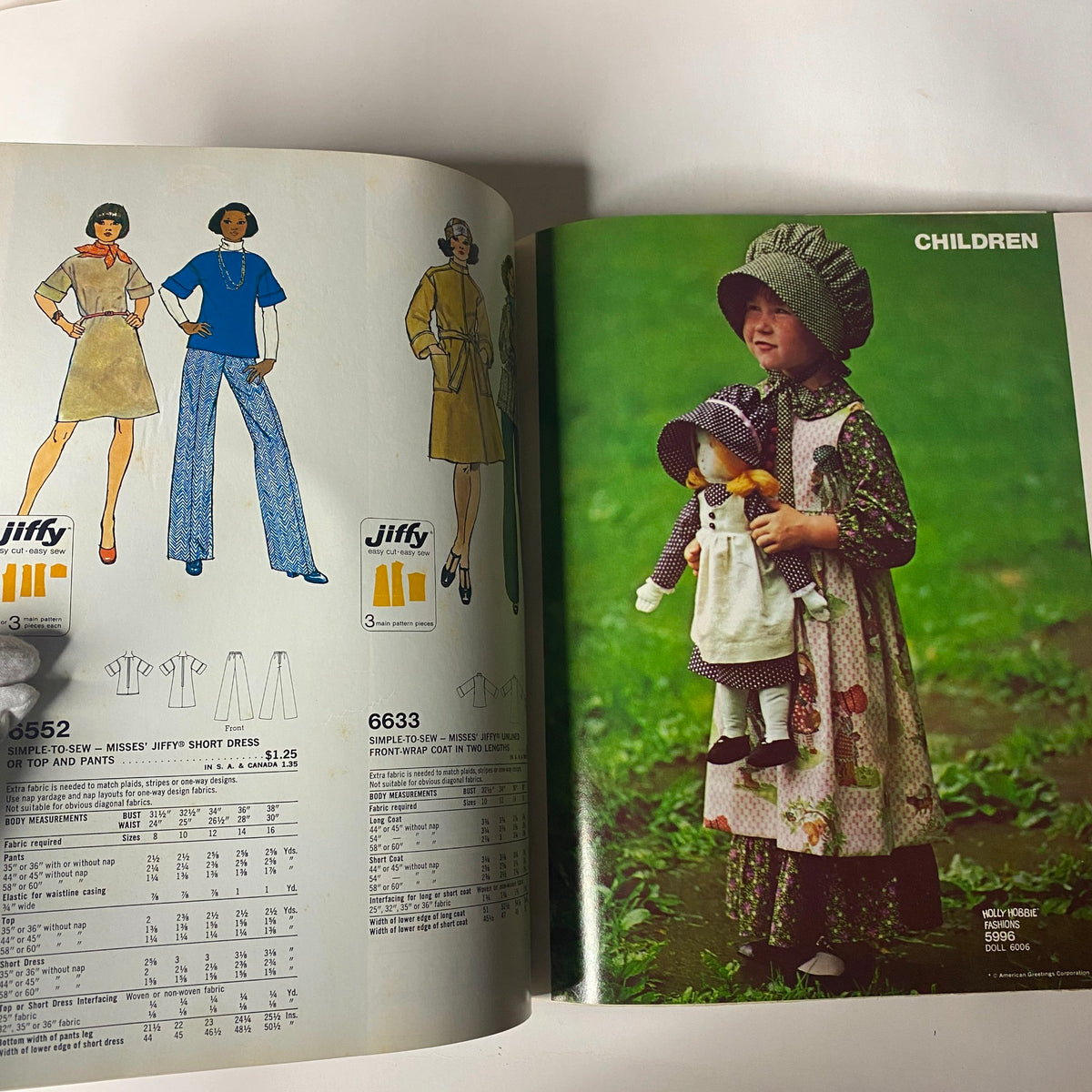 1975 Simplicity Special Catalog showcasing stylish Misses' dresses and sportswear patterns for women and children, featuring easy-to-sew designs from the Jiffy collection.