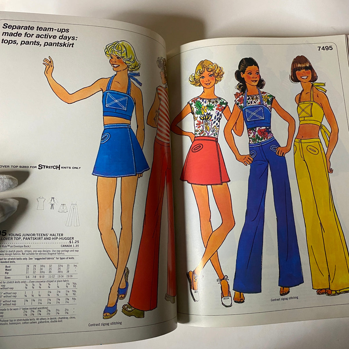 1976 June Simplicity Catalog Sewing Pattern focusing on active day styles with separates like tops, pants, and skirts, ideal for youth and teens.