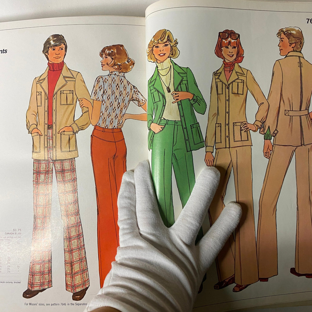 1976 October Simplicity Sewing Pattern Catalog presenting women's fashion designs for leisure suits and casual outfits, illustrated with detailed fashion sketches.
