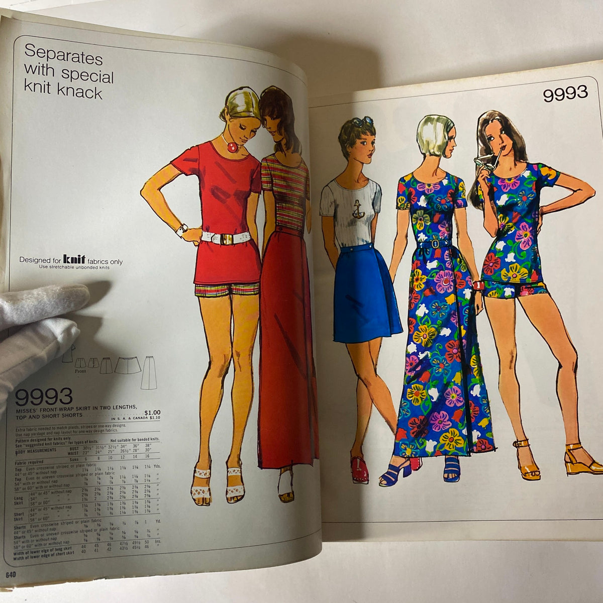 1970s May Simplicity Sewing Pattern Catalog displaying multicultural separates created with knit fabrics, highlighting trendy clothing options from the era.