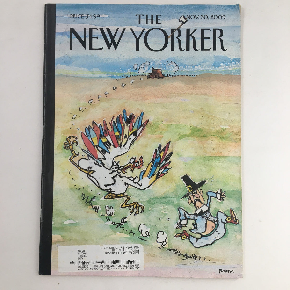 The New Yorker November 30, 2009 Full Magazine Theme Cover by George Booth featuring whimsical illustrations and humorous scenes, representative of Booth's artistic style.