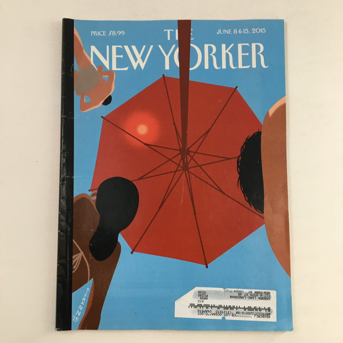 Cover of The New Yorker magazine featuring Beach Umbrella illustration by Christoph Niemann, dated June 8 & 15, 2015.